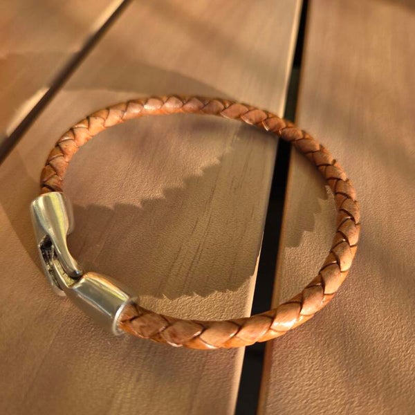 Bracelet cuir rond 5mm Naturel