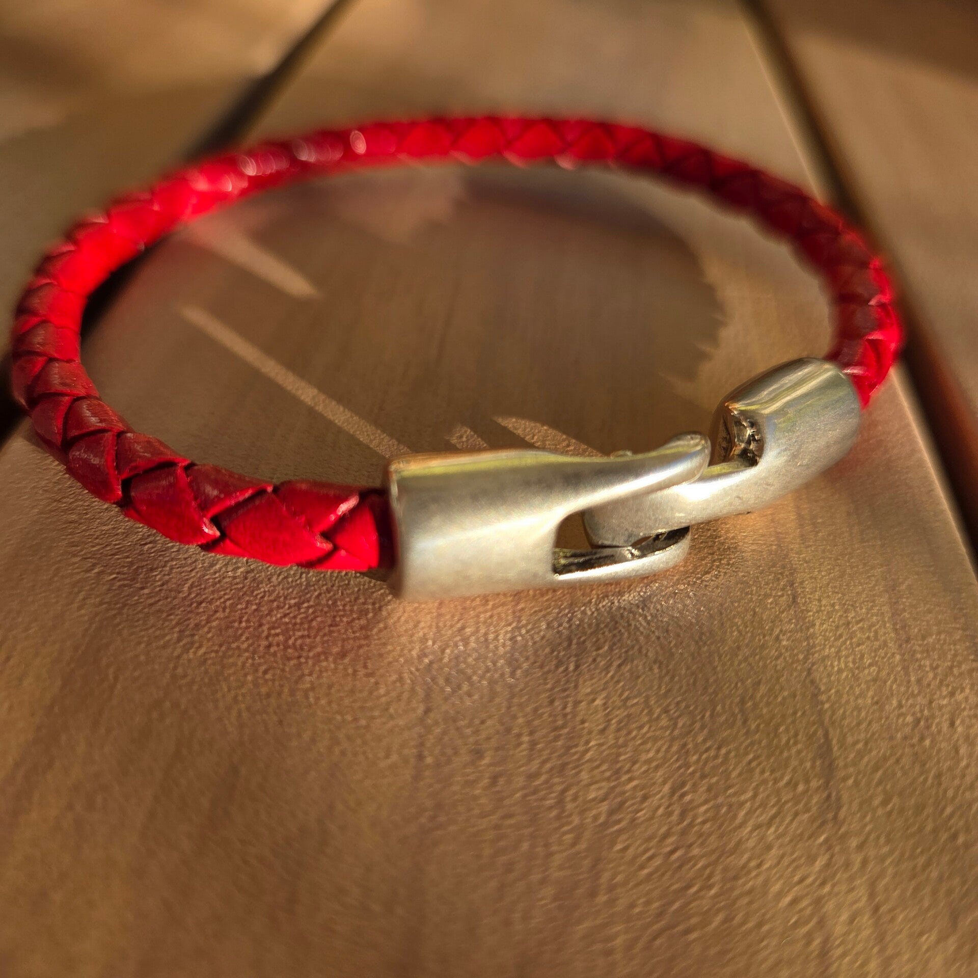 Bracelet cuir rond 5mm Rouge