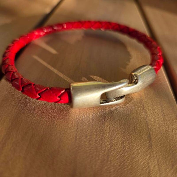Bracelet cuir rond 5mm Rouge