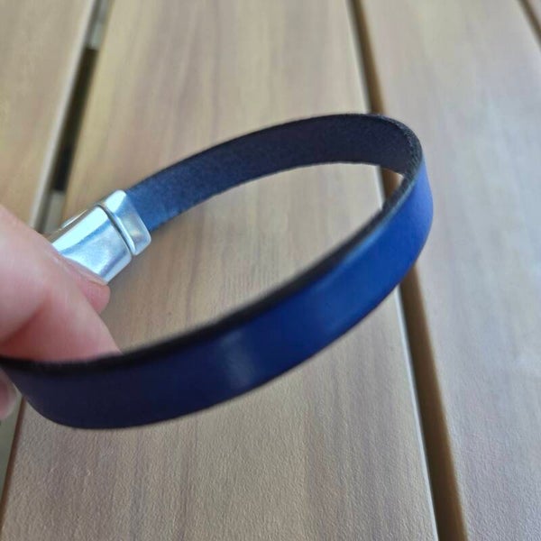 Bracelet cuir 10mm Bleu