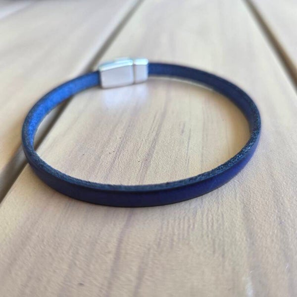 Bracelet cuir 5mm Bleu