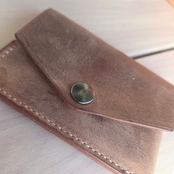 Porte-monnaie plié marron doux