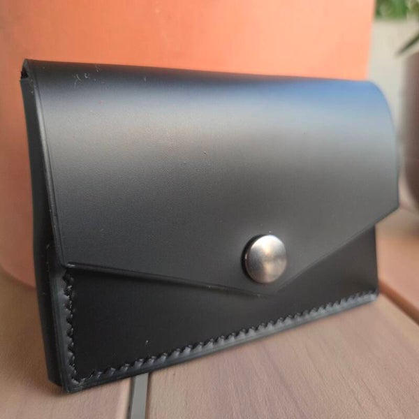 Porte-monnaie plié noir brillant