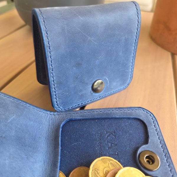 Porte-monnaie compact bleu