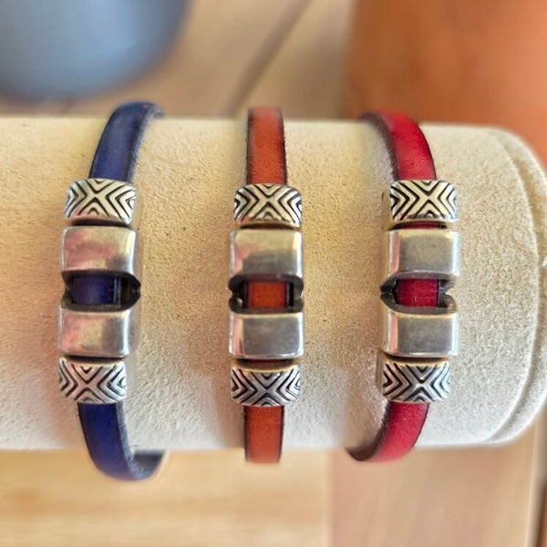 Bracelet cuir  3 coulissants