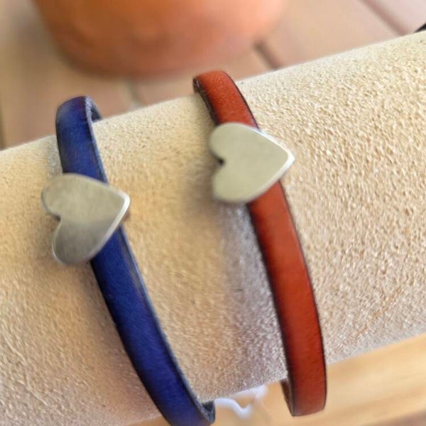 Bracelet cuir 5mm coeur
