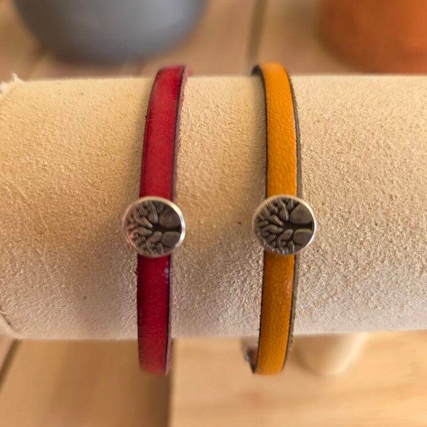 Bracelet cuir 5mm Arbre de vie