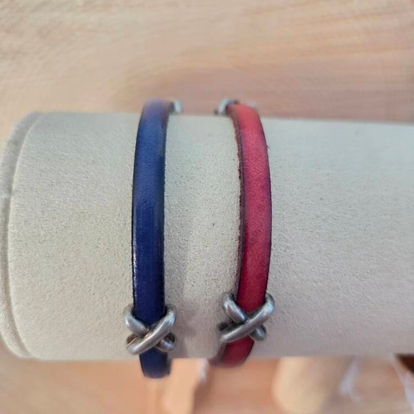 Bracelet cuir coulissant 2 croix