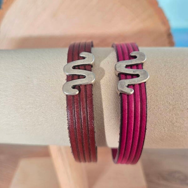 Bracelet cuir 10mm serpentin Couleur