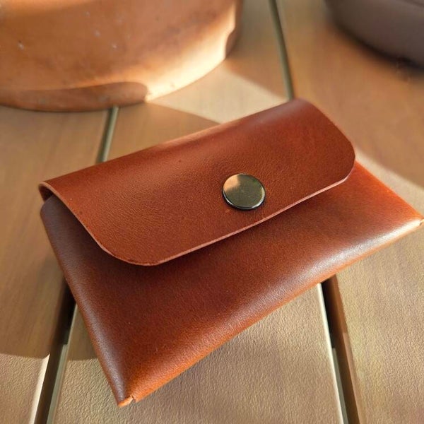 Porte-monnaie clip cognac