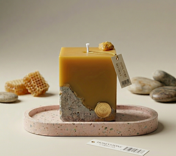 Cement beeswax Candle