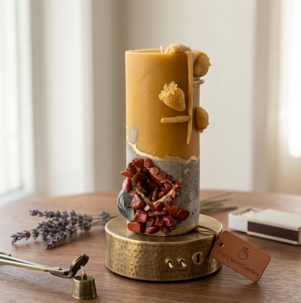 Unique Cement Beeswax Candle