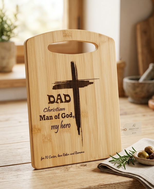 Personalized Bamboo Father`s Day chopping board