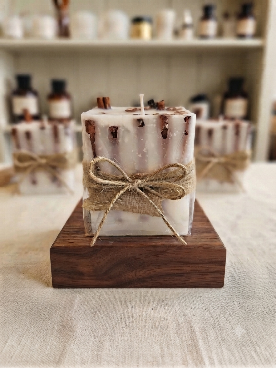 Pilar Candle with Cinnamon sticks