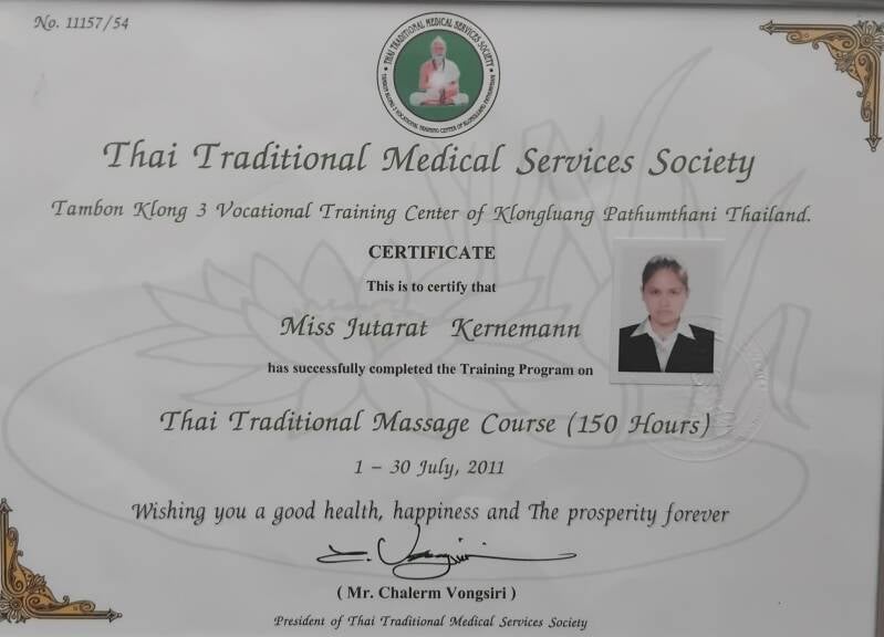 Zertifikat der Ausbildung in Thailand