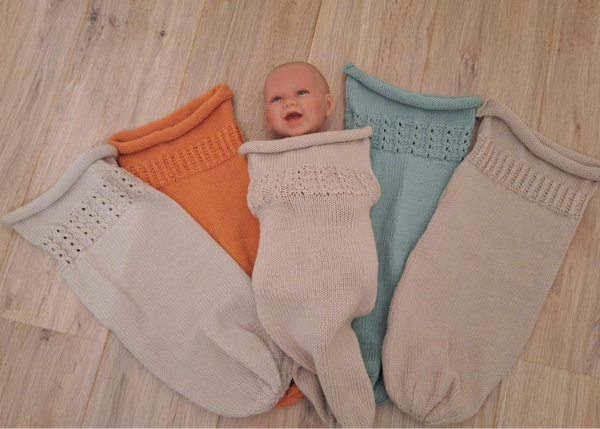 Handmade geboortecocon van merinowol