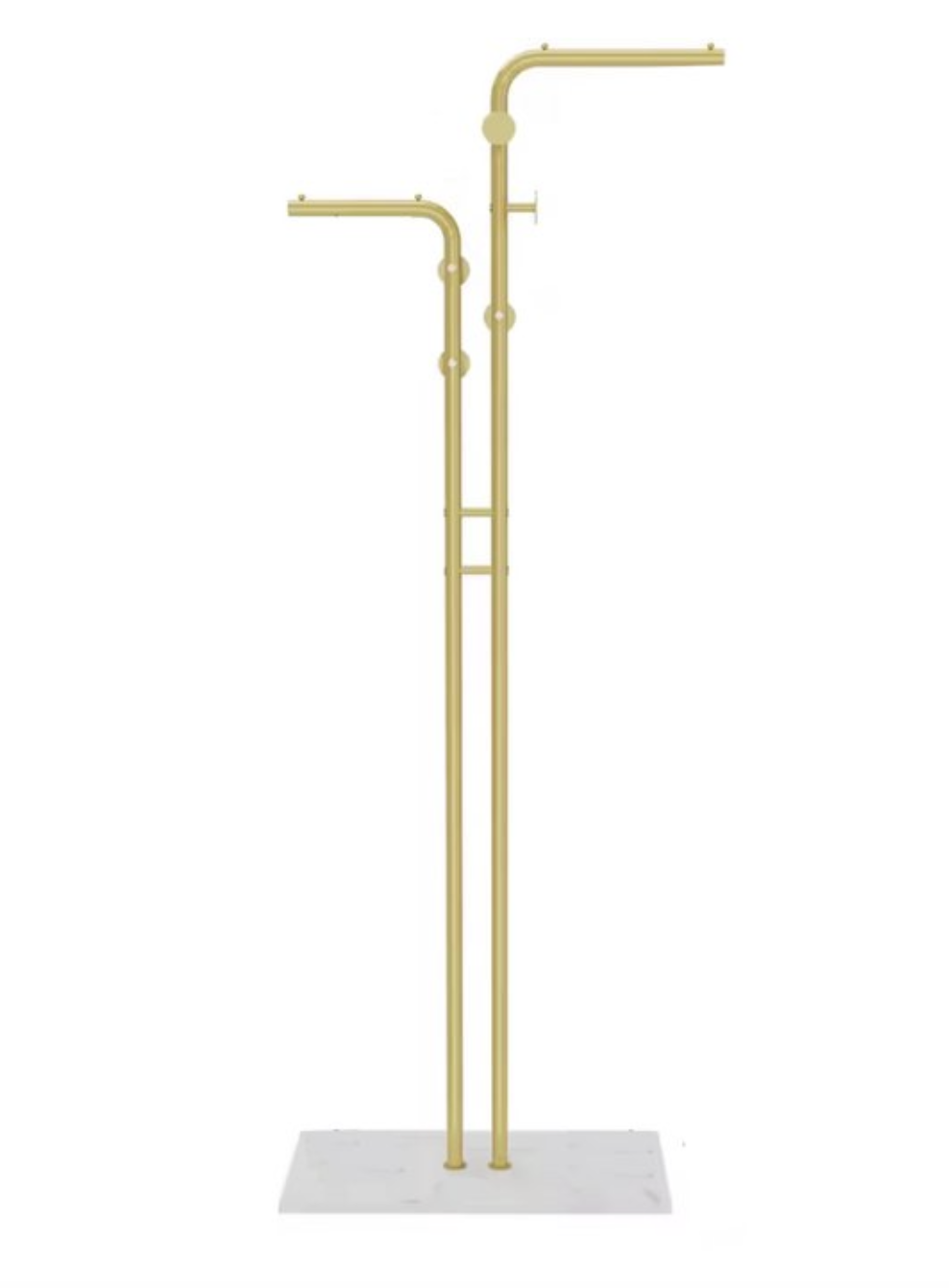 Kapstok - Kledingrek - Garderobe rek - Basic Kapstok - Boom kapstok - 5 haken - 2 stangen - Metalen frame - Marmerlook voet - Stenen voet - Goud