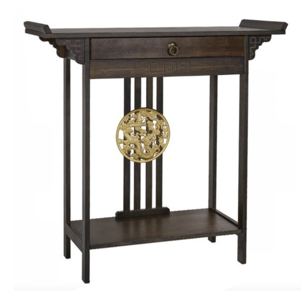 Gangtafel - Muurtafel - Gangtafel - Consoletafel - Sidetable - Banktafel - Klassieke tafel - Hout - Chinese stijl - Gouden decoratie - Bruin