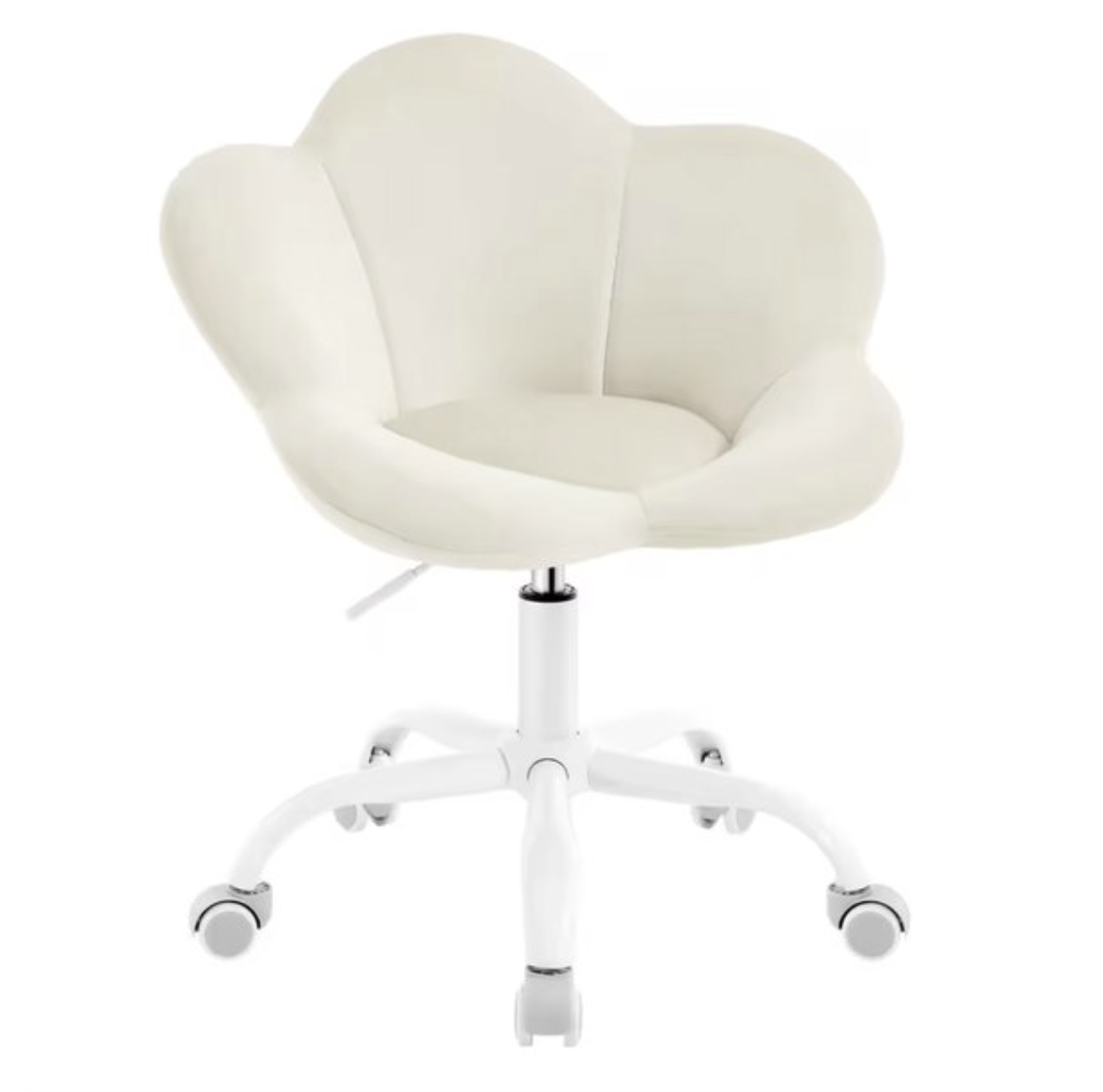 Stoel - Kaptafel stoel - Bureau stoel - Draaistoel - Kinderkamer stoel - Kinder Bureaustoel - Fluwelen stoel - Stoel op wielen - 360 graden draaibaar - Hoogte verstelbaar - Bloemvorm - Beige