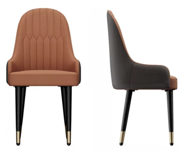 Luxe eetkamerstoel - Eettafelstoel - 2 Eetkamerstoelen - Stoel - Fauteuil - Kamerstoel - Set van 2 stoelen - Pu leer - Oranje/Grijs