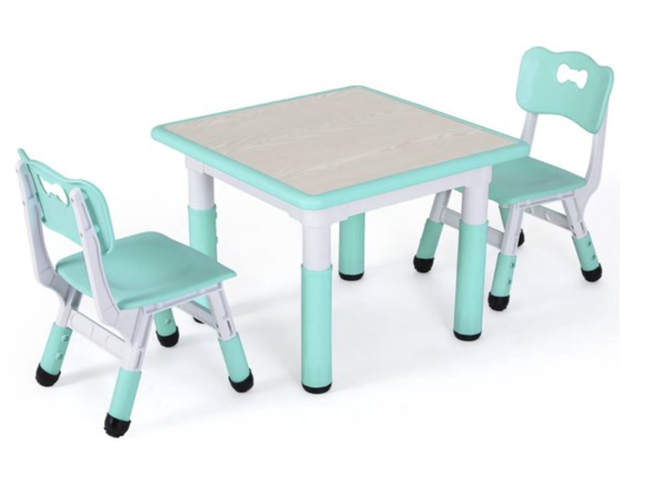 Varnox Kindertafel - Tafel en stoelen - Speeltafel - Kleurtafel - Tafel en 2 stoelen - Hoogte verstelbaar - Turquoise - Groen