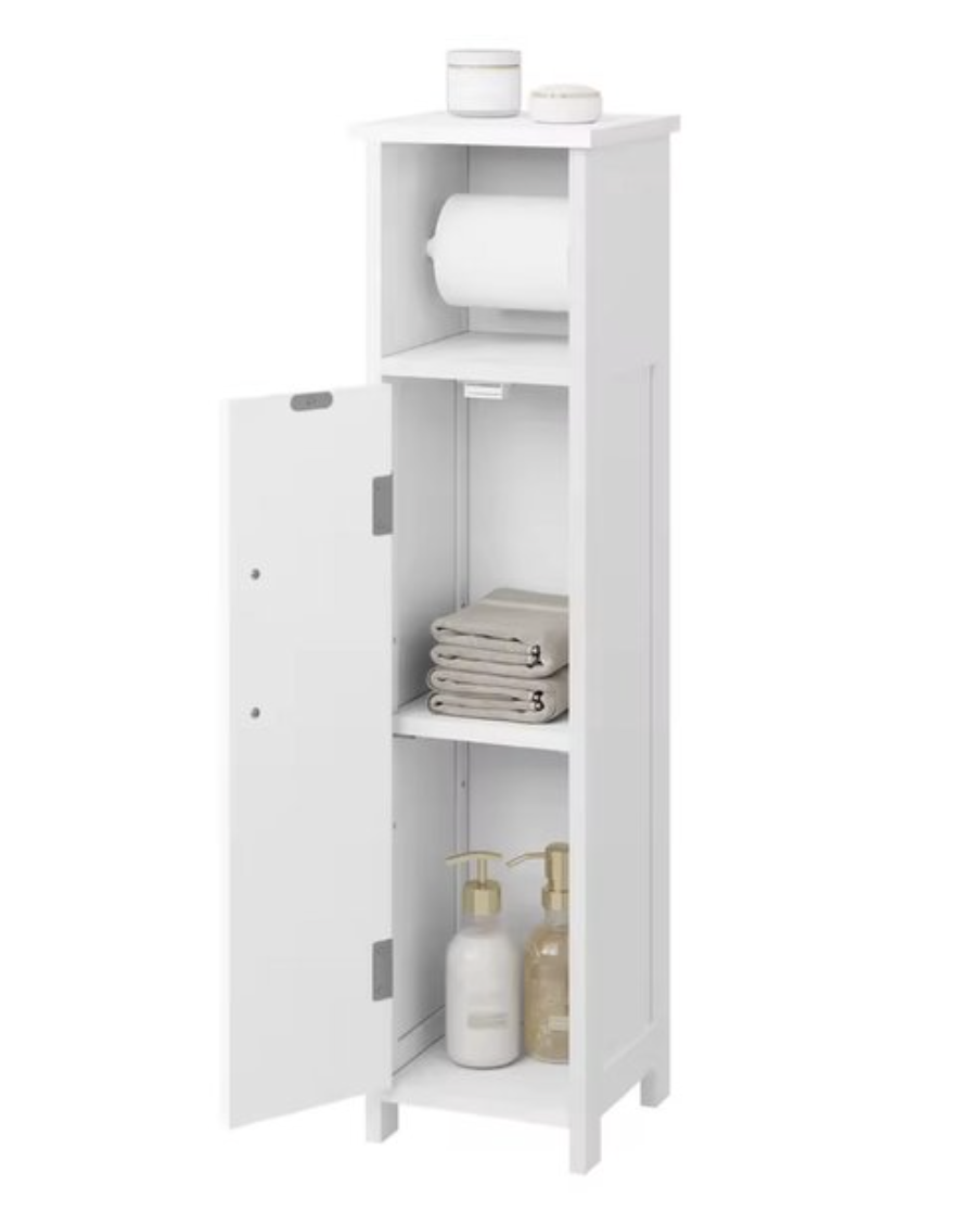 Toilet kastje - Badkamer kastje - Kast - Kastje toiletrol - Opbergkastje - Toiletrolhouder - Set viltjes - Hout - Wit
