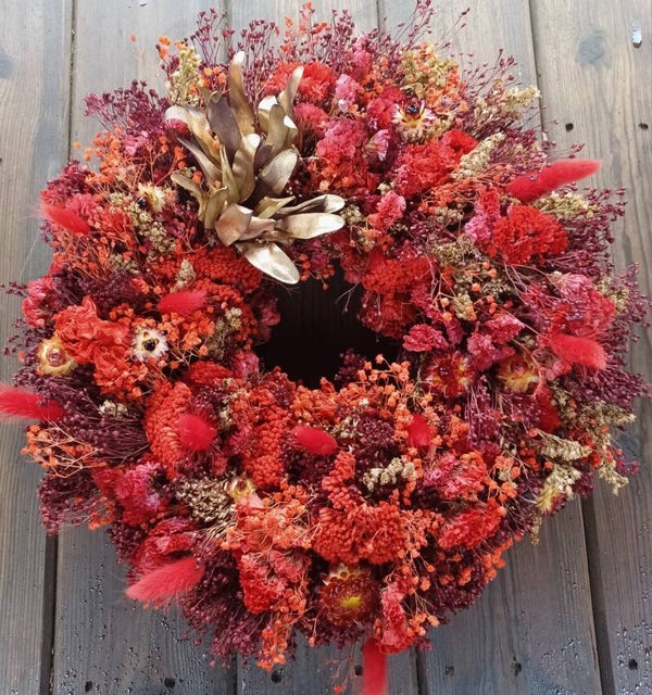Dried Wreath in Red