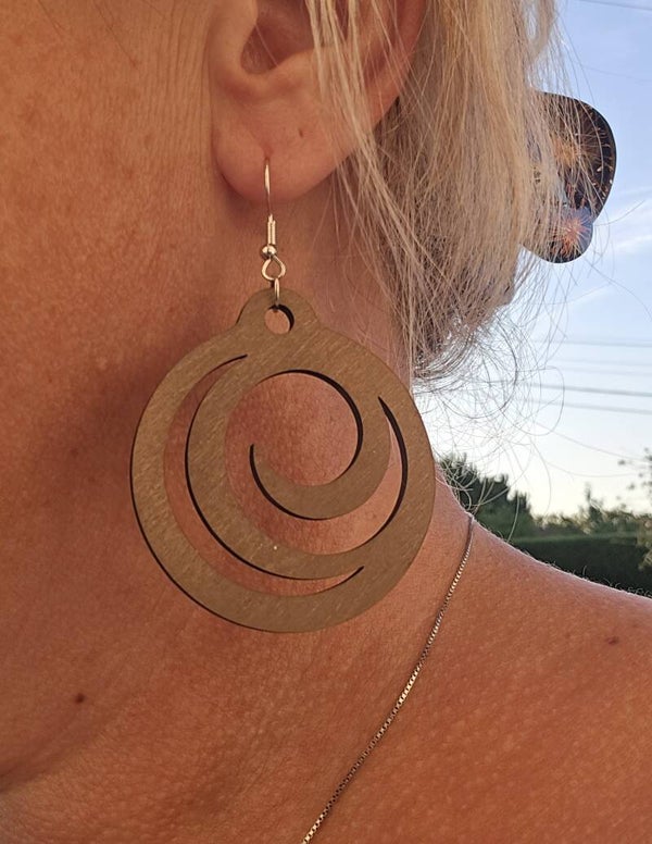 Boucle d'oreilles en bois Spirale