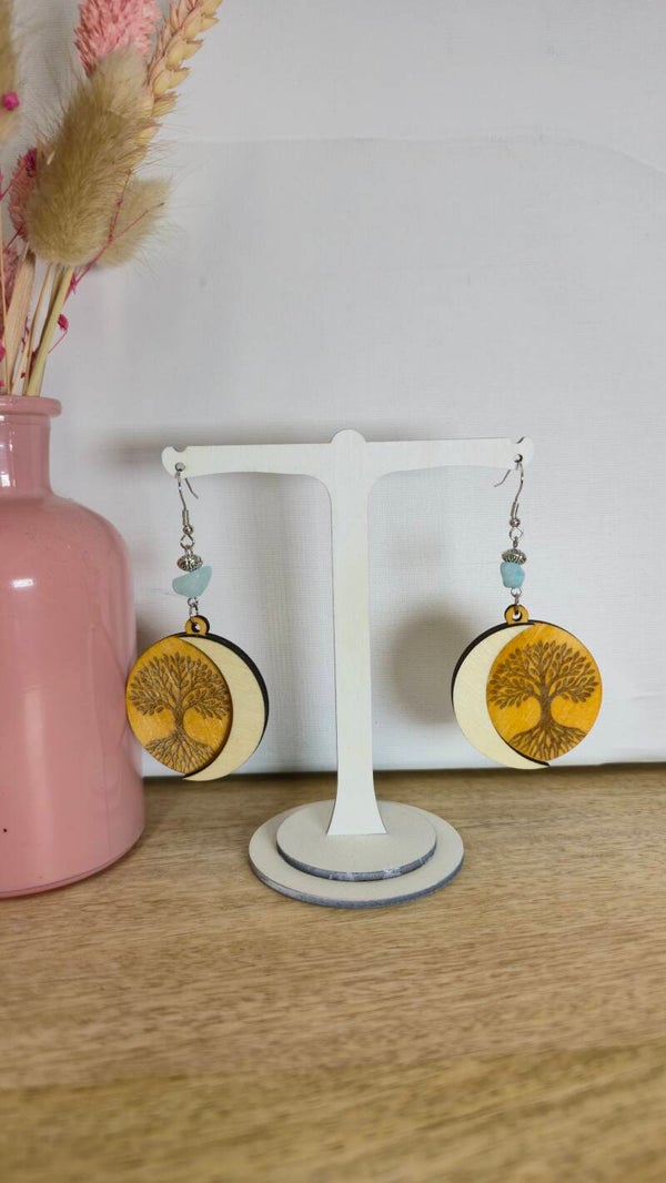 Boucles d'oreilles "ARBRE DE VIE ET LUNE"