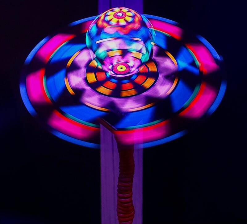 Cosmic Flower, Kinetic UV Blacklight Reactive  Sculptue