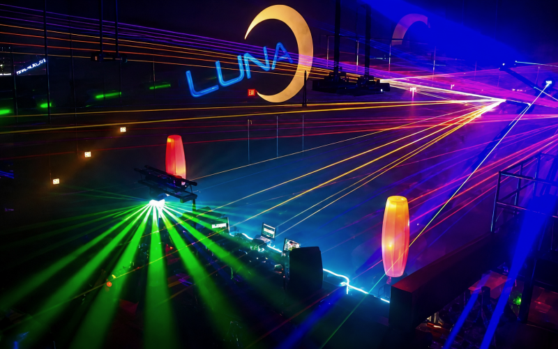 Kinetic High-speed Rotatinng Laser Diodes and Half Mirror Ball