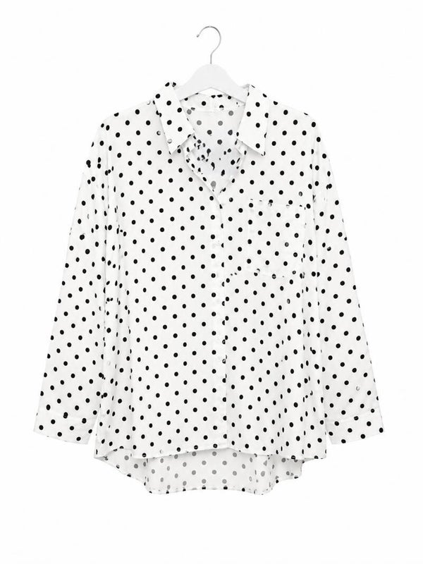 Oversized White Dot Blouse