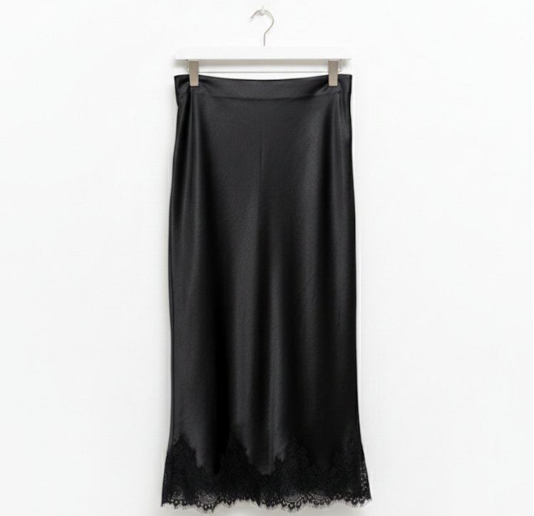 Black Satin Skirt