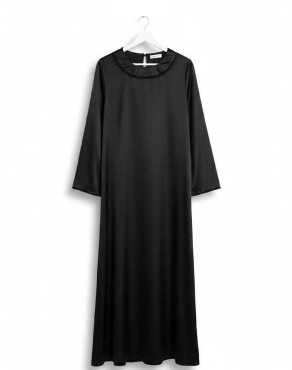 Elissa Satin Abaya Black