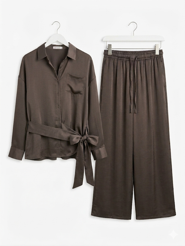 Satin Strik Set Ash Brown