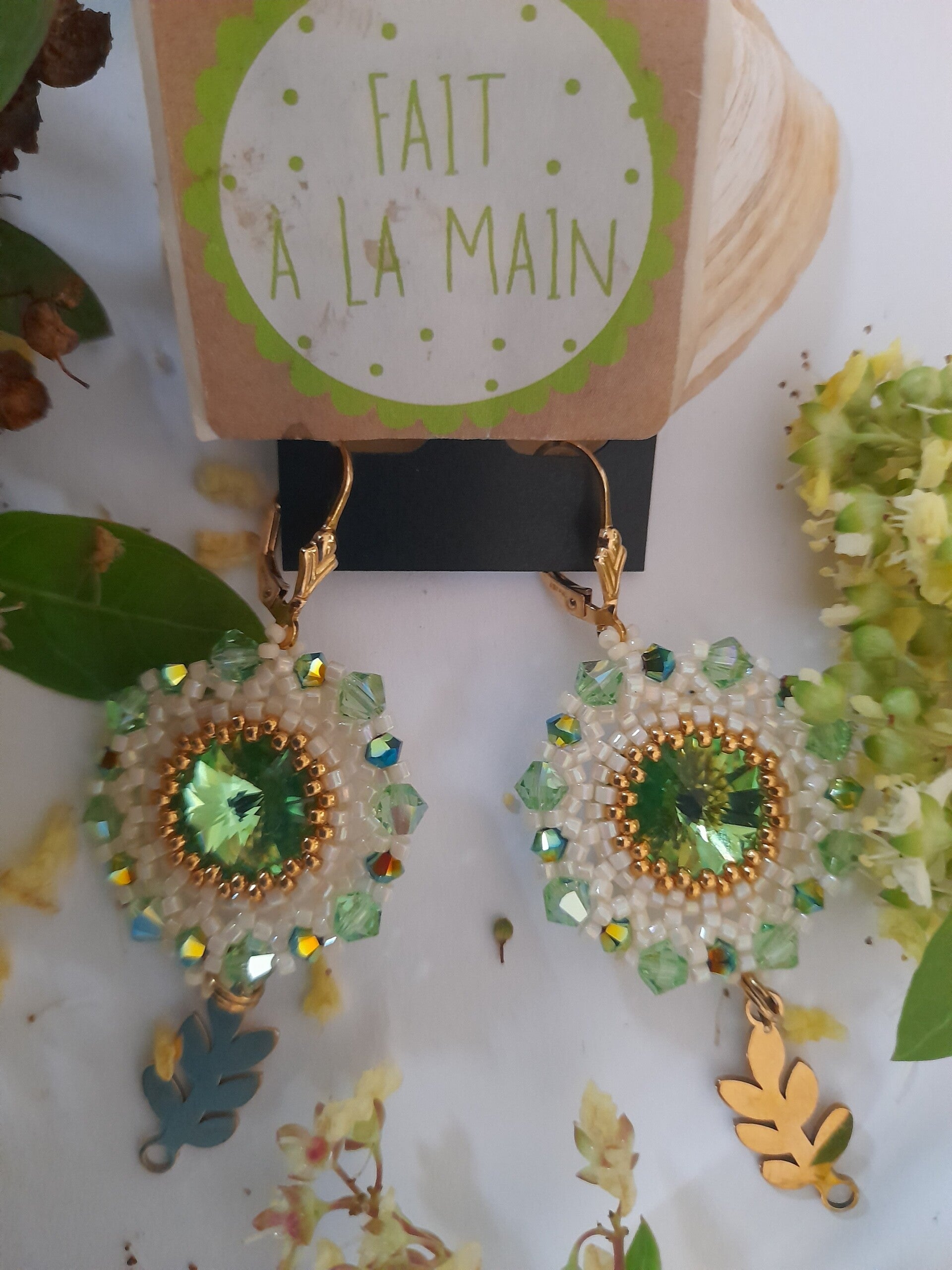 Boucle d'oreille en perle Miyuki et Swarovski
