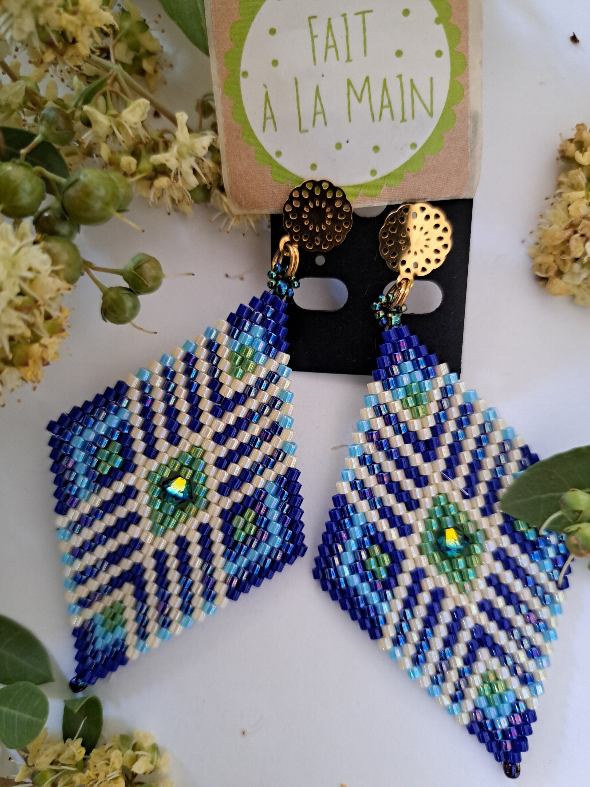 Boucle d oreille bleu vert...