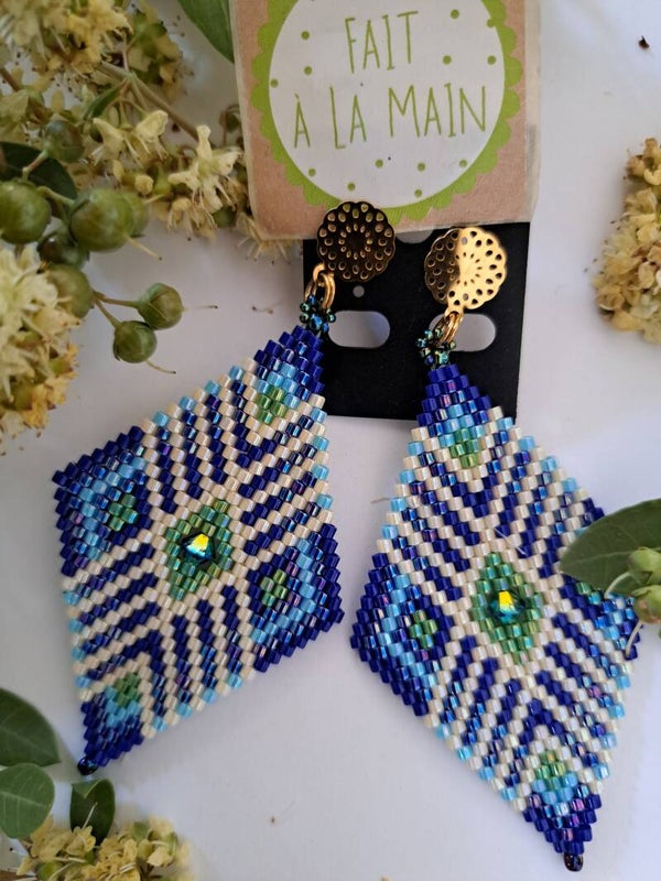 Boucle d oreille bleu vert...