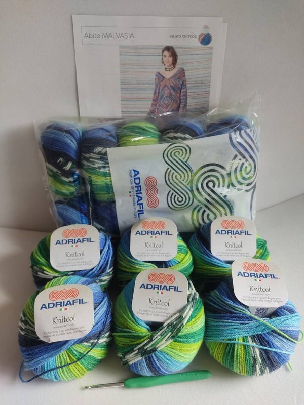 Kit Abito Knitcol All-In-One | Filato + Uncinetto + Pattern Cartaceo livello Facile