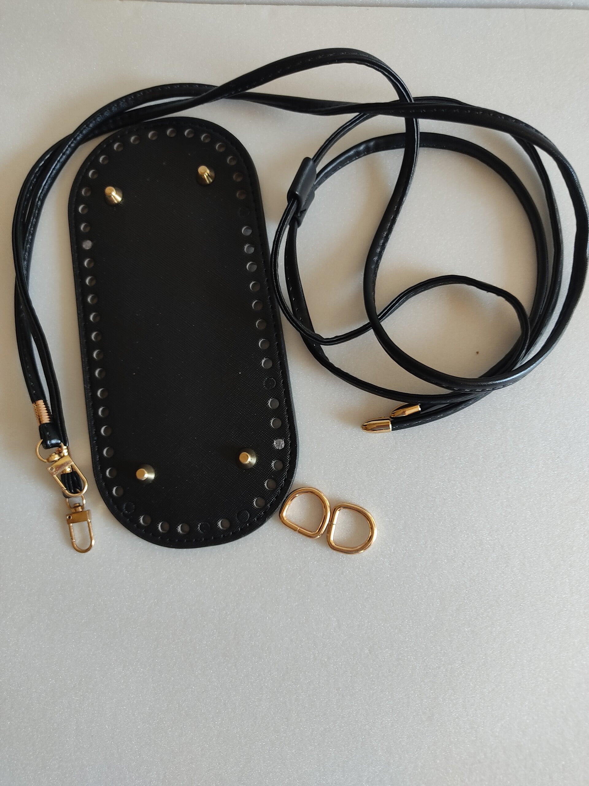 KIT BORSA FAI DA TE ECOPELLE NERO- fondo/ coulisse / tracolla