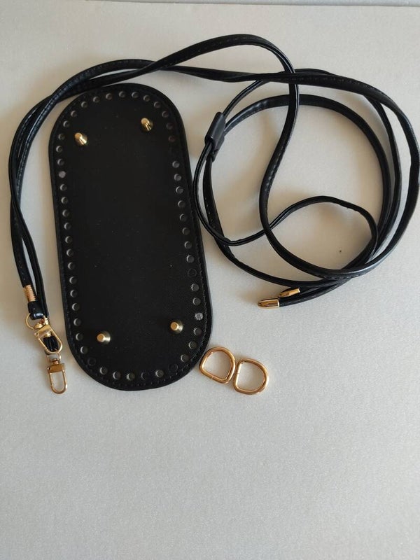 KIT BORSA FAI DA TE ECOPELLE NERO- fondo/ coulisse / tracolla