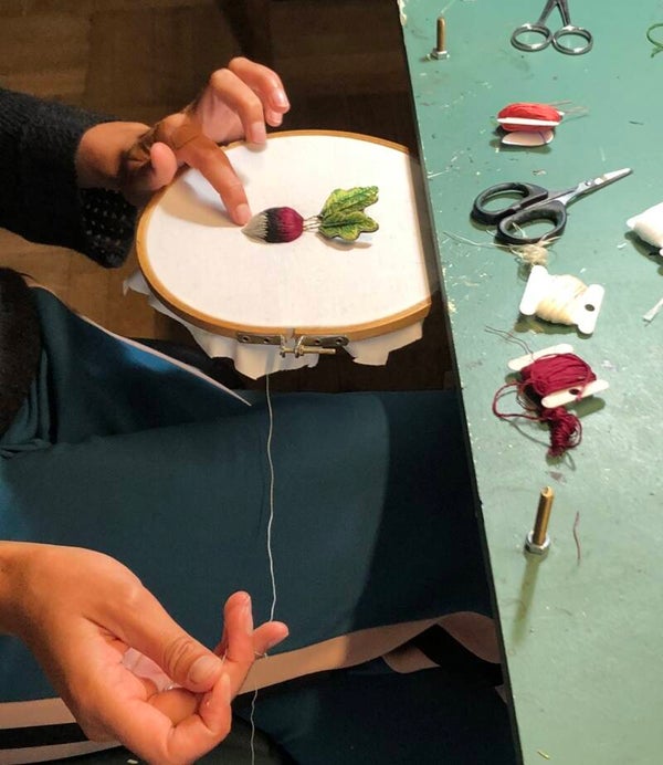 Ateliers broderie Stumpwork & volume : le radis