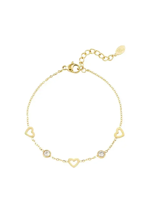Armband met hart en diamant bedels | Goud