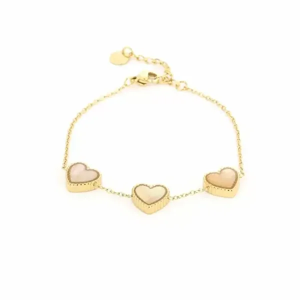 Hartjes armband goud | Wit