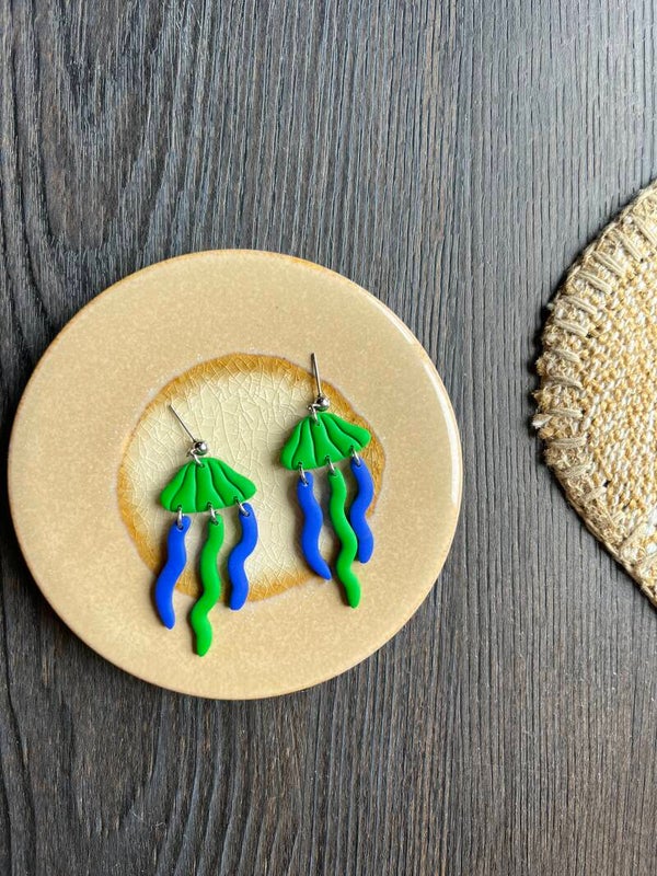 Jellyfish in Green Blue