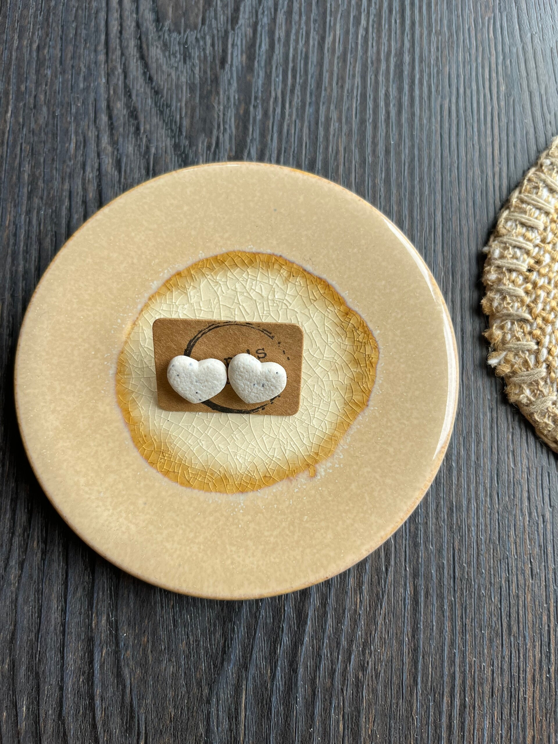 Heart in White stone stud