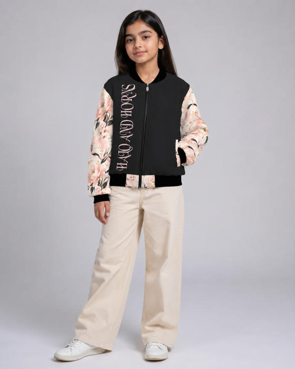 Halo & Horns “Fleur Noire” Youth Bomber Jacket