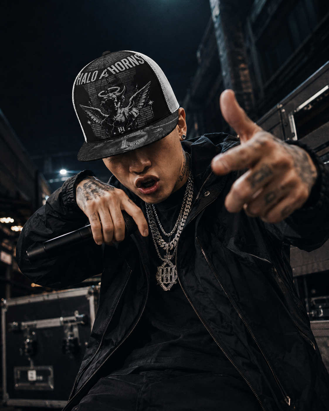 Halo & Horns Fractured Crown Trucker Cap