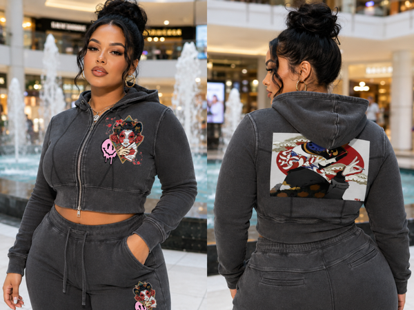IZUKA INU — KAGE CROPPED ZIP HOODIE
