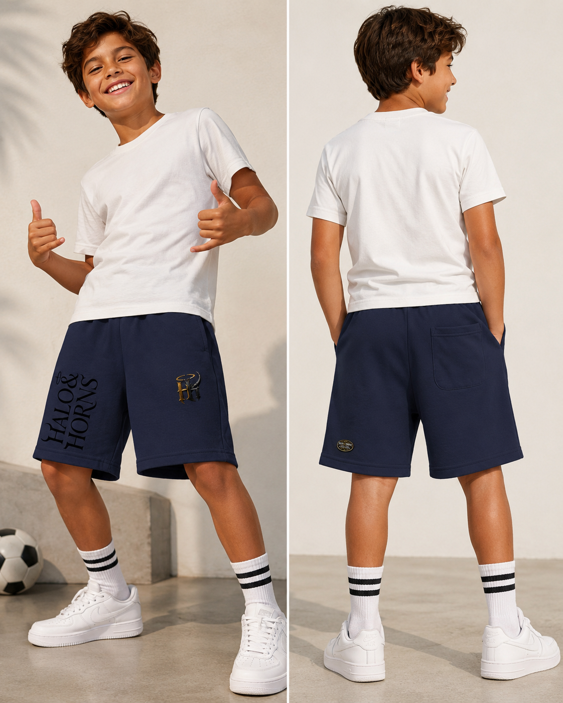 Halo & Horns Kids Essential Logo Shorts